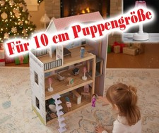 Puppenhaus Holz 51-teilig mit Licht + Sound Kinder Doll House 3 Etagen Spielzeug