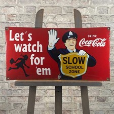 COCA-COLA Emailschild 25,6x13,4" (65x34cm) schönes Retro Werbung Wandschild