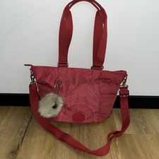 Kipling Tasche Handtasche Schulter Rot Klein Umhängetasche  Bommel Damen