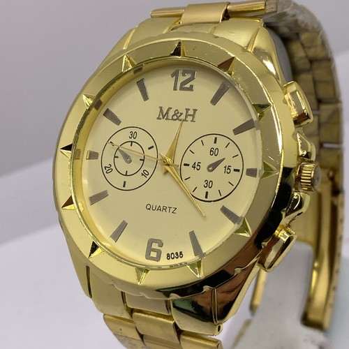 Mens gold large quartz - large,