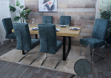 B-Ware 6er-Set Esszimmerstuhl MCW-G56, Freischwinger, Stoff Chenille, blau-grün