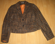 Damen Jacke Bouclé von Kombiworld Feminin Gr. 38 schwarz braun orange beige