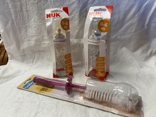2 NUK Weithalsflaschen aus Glas 240 ml - OVP mit Spülbürste OVP  0-6 Monate