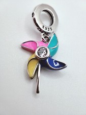 Charm Windrad Windmühle Bead Dangle Anhänger Silber 925 Bunt Süß 