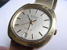 Herren Vintage Armbanduhr Nivia Precision Swiss Gold 10 Mkr. Plaque läuft