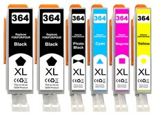 6x mit Fotoschwarz für HP 364