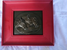 Bronze Relief  3 Pferde Köpfe