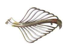 Antik 800 Silber Brosche Blatt
