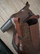 marco tozzi Damen stiefeletten 38 Leder Braun Sehr Schick  ***Guter Zustand***