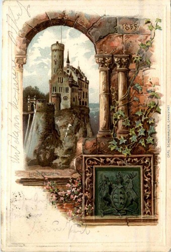 Schloss lichtenstein litho - lichtenstein,