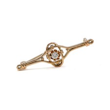 Brosche mit Altschliffdiamant 0,15 ct. in 14 Kt. 585 Rosegold antik Sammlerstück