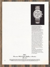 IWC Da Vinci - Reklame Werbeanzeige Original-Werbung 1988