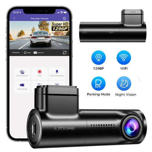 Azdome 1296p dash cam - 1296p,