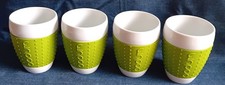 BODUM Pavina - 4 Becher PORZELLAN mit Silikonring in Grün - 0,35 l