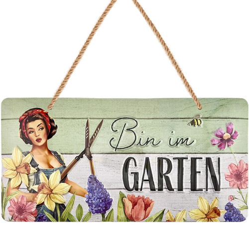 Vintage blechschild bin im - vintage,