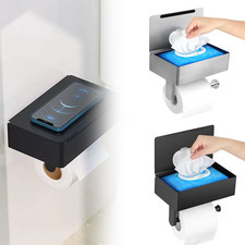 Toilettenpapierhalter ohne Bohren WC Klopapierhalter mit Ablage Edelstahl Box