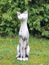 Steinfigur Steinguss Katzenfigur Katze Garten Haus Deko Frostsicher Handarbeit
