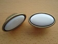 11 Möbelknöpfe Porzellan cremeweiß Messing Antik Porzellanknöpfe