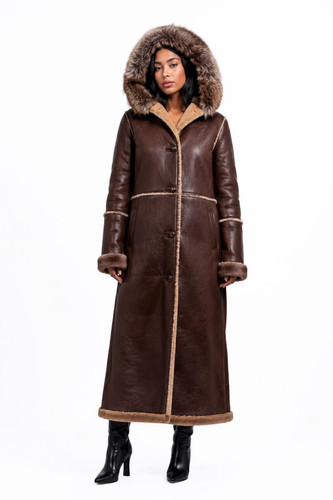 Damen lammfell leder mantel - leder,