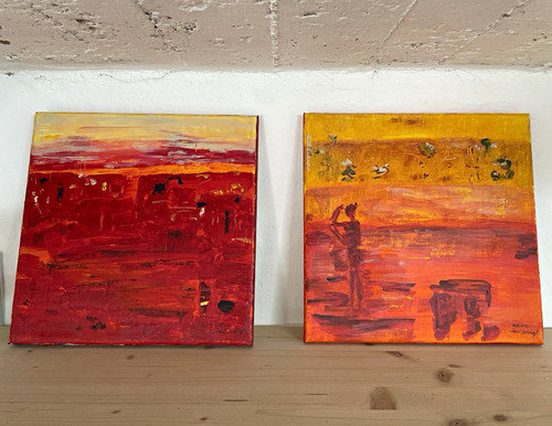 Abstraktes acryl gemälde - 2x, acryl-gemälde