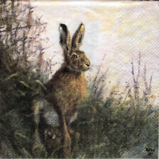 3 Servietten ~ Wilde Tiere, Hase, Porträt, RIEN Poortvliet ~ 33x33