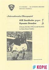  Kopie/Reprint Dynamo Dresden- AIK Stockholm 28.03.1956