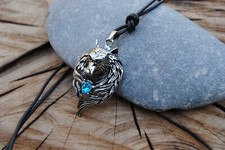 Wolf aquamarin anhänger mit - wolf,