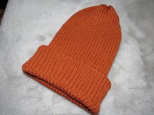 Warme dicke Strick Woll Mütze~handgestrickt~One Size~rost~Neu