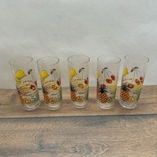 5 Fruchtgläser mit Motiv – Ananas, Zitrone, Saftglas