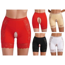 Damen Shorts Transvestite Unterwäsche Spitze Boyshorts Offener Schritt Slip