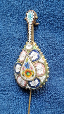Alte Millefiori Mikromosaik Brosche Mandoline Italien Murano vintage Schmuck