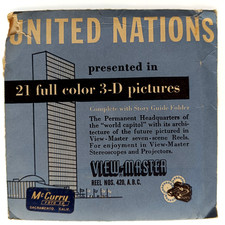 2x VIEW-MASTER 3D REEL ⭐ UNITED NATIONS ⭐ NEW YORK, USA, Stereo Bildscheiben