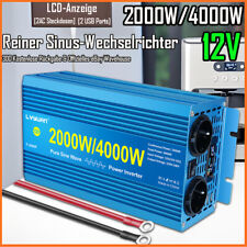 2000W/4000W 2USB Wechselrichter Reiner Sinus 12V auf 230V LCD Spannungswandler