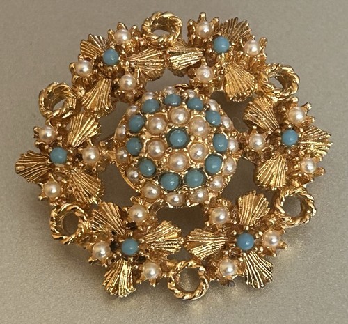 Vintage brosche mit türkis - vintage,