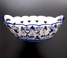 ✅ Delfter Mini-Schale mit Herz-Durchbruch – handbemalt, Holland, 15 cm