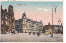 Historische AK Frankfurt - Bahnhofsplatz - Tram - Pferdefuhrwerke - Litho