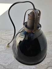 Hängelampe Email orig SIEMENS Schwarz Loft  1910 vintage Design Lampe nicht VDE
