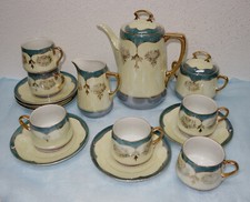 Kaffeeservice Jugendstil, Lüsterglanz Perlmutt / Goldstaffage - 6 Personen