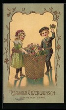 Kinder mit Blumenkorb zum