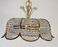 Seltene Hochwertige PALWA Messing Bleikristall Kronleuchter, Lüster 3 Flammig