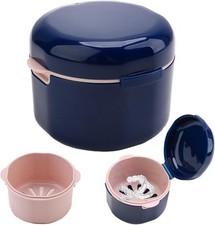 Zahnspangendose mit Sieb, Tragbare Prothesendose Abdeckung in Blau, Blau 