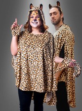 Plüsch Leopard Poncho S-XXXL Tierkostüm für Männer & Frauen zum Karneval Unisex