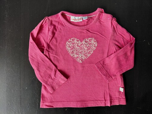 Shirt langarm pink herz - 74,