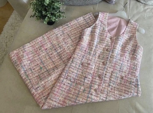 Luxury pink tweed - dress, |