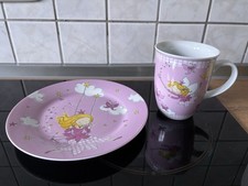 Kindergeschirr Kinderteller Kindertasse Geschirrset Fee Elfe Rosa Pink Kinder