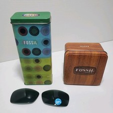 FOSSIL Dose Brillendose Uhrendose Blechbüchse Dosen Ersatzglas Armbanddose Etui