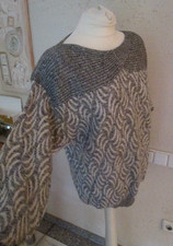 winter Pullover italy woll pulli 30% wolle grau weiß creme silber glitzer 42 L