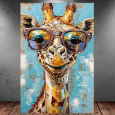 LEINWAND BILD ER XXL ABSTRAKT GIRAFFE GOLD HELLBLAU KUNSTDRUCK WAND POSTER P1283