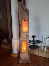 Stehlampe LED-aus Holz 97c Eichenbalken Windlicht Stele Skulptur Laterne Design 