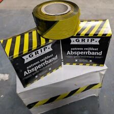 12x Absperrband 500m Extrem Reißfest Gelb/Schwarz Flatterband
